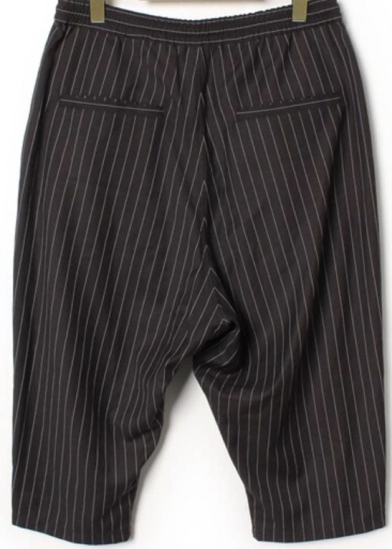 【美品】 glamb クロップドパンツ ストライプ ブラック スラックス