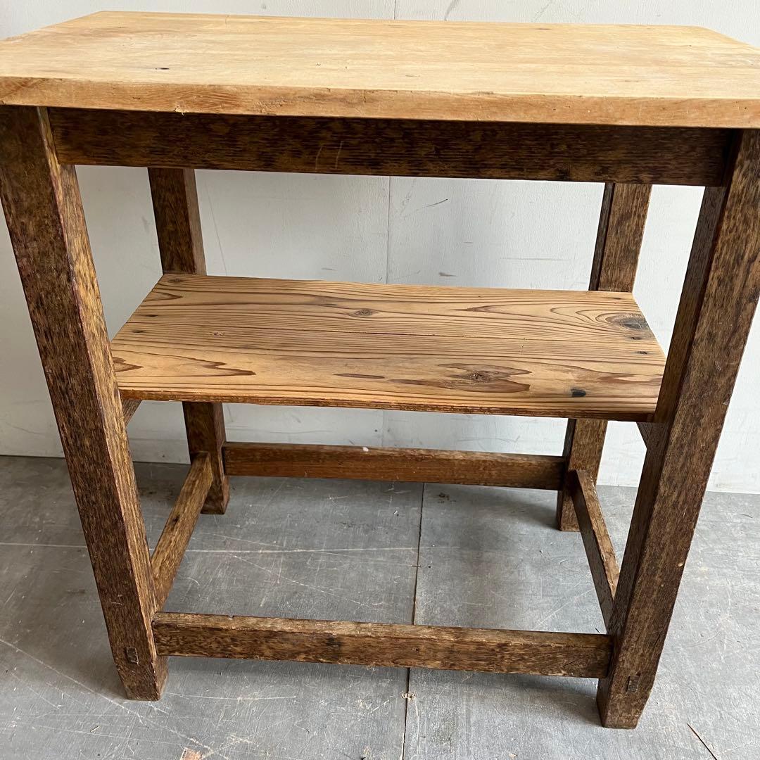 アンティーク 無垢材 サイドテーブル 飾り棚 棚 作業台 レトロ