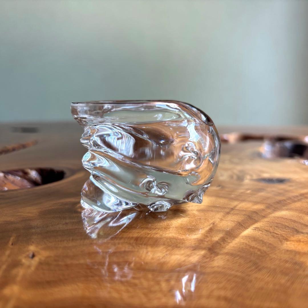 義山 水崎長寿 硝子栄螺 蓋置 茶道具 共箱 ガラス サザエ