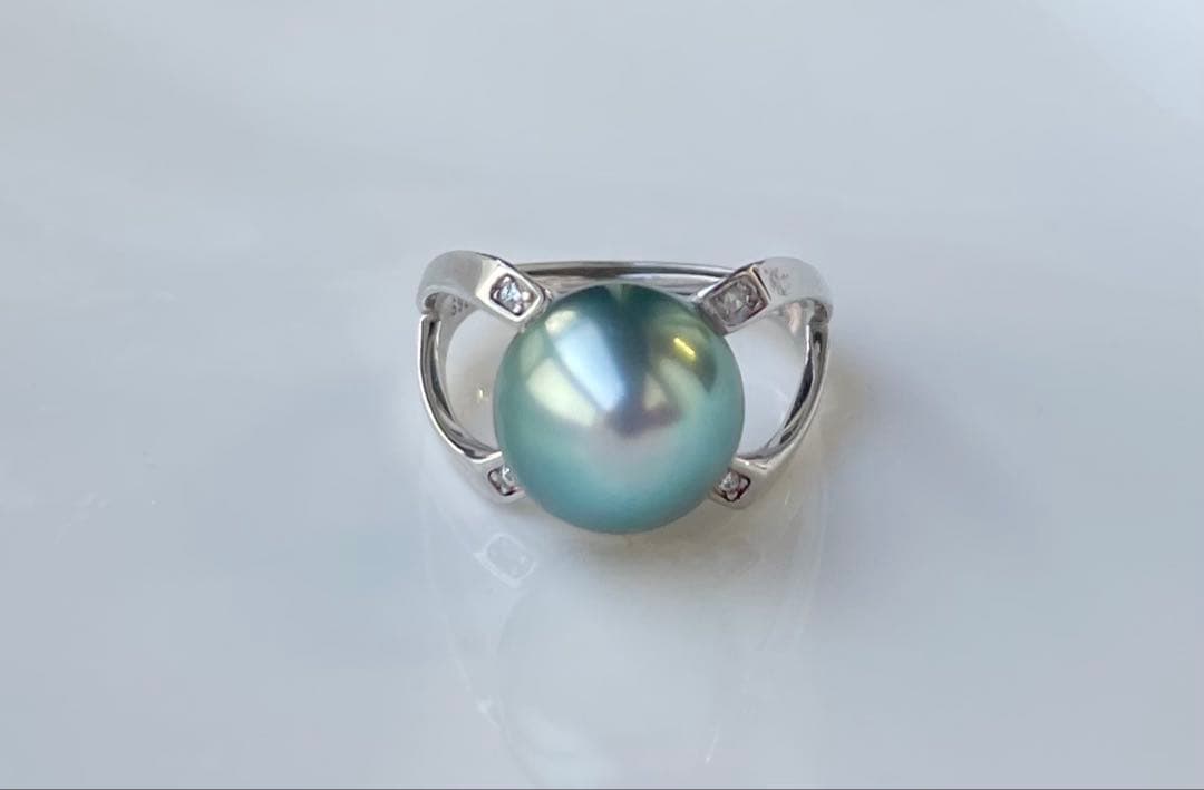 黒蝶真珠 タヒチ 南洋パール 高品質 絶品照り s925リング 指輪 ピーコック