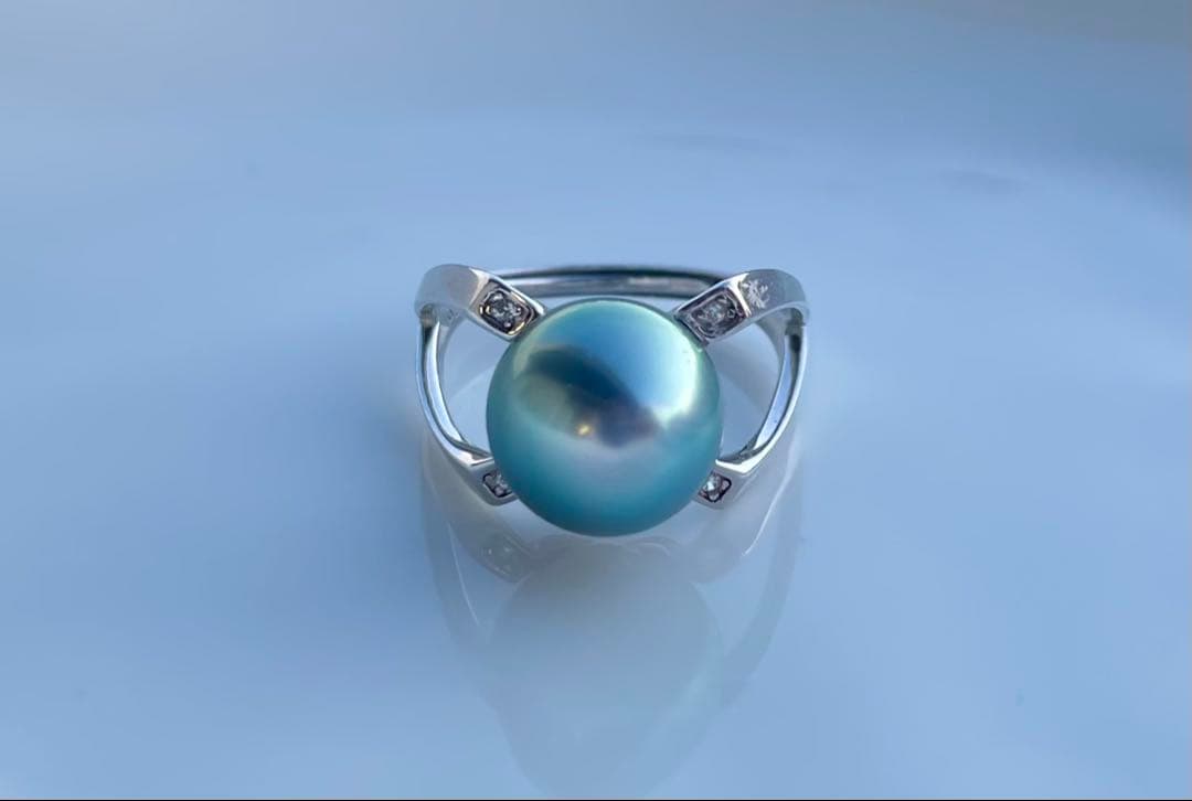 黒蝶真珠 タヒチ 南洋パール 高品質 絶品照り s925リング 指輪 ピーコック