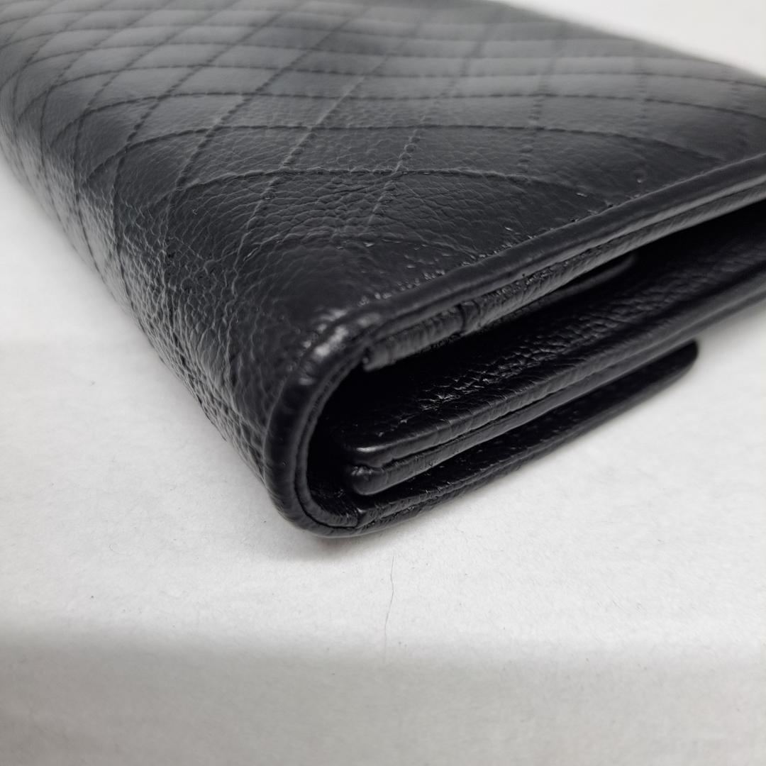 CHANEL　ワイルドステッチ　ブラック　三つ折り財布　長財布　財布
