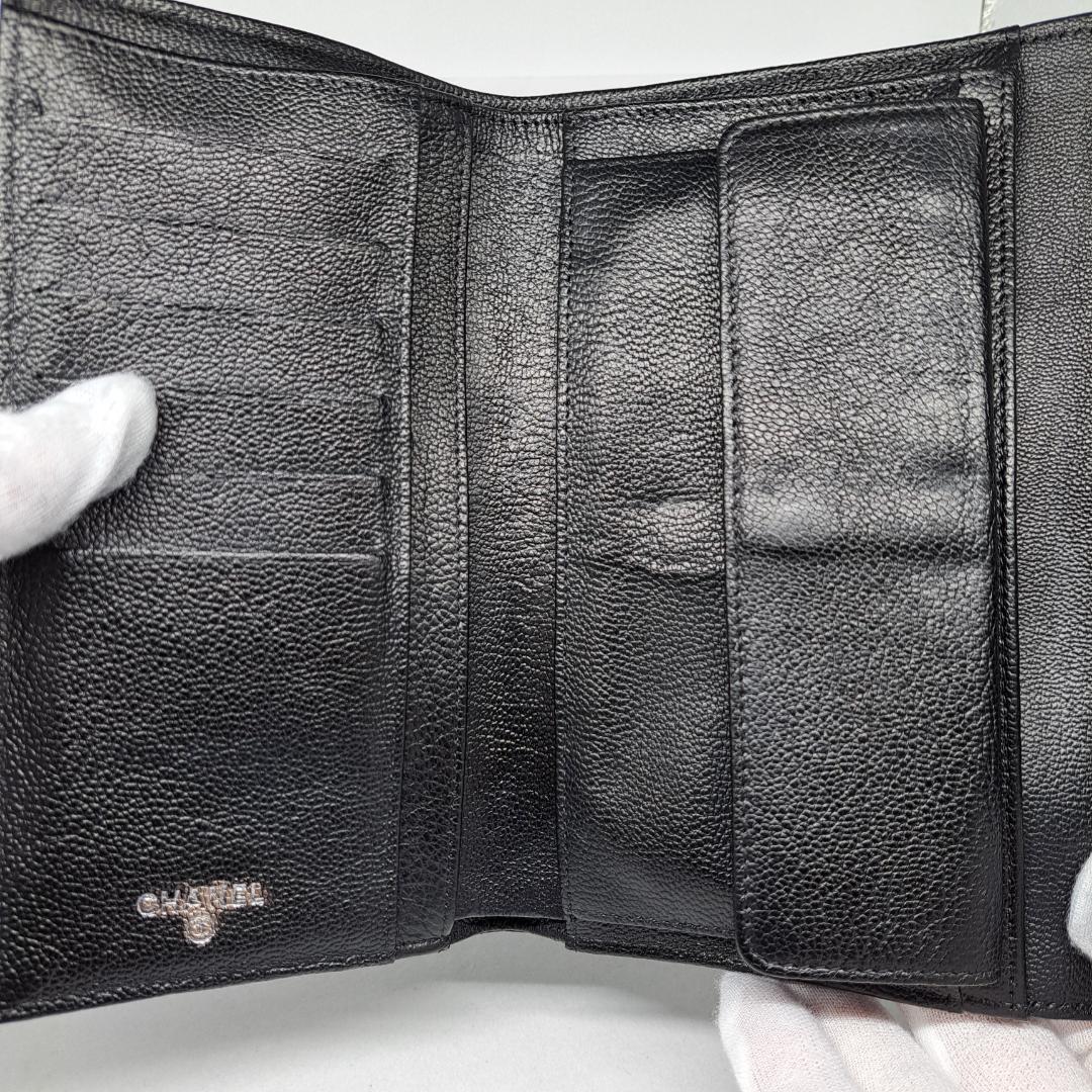 CHANEL　ワイルドステッチ　ブラック　三つ折り財布　長財布　財布