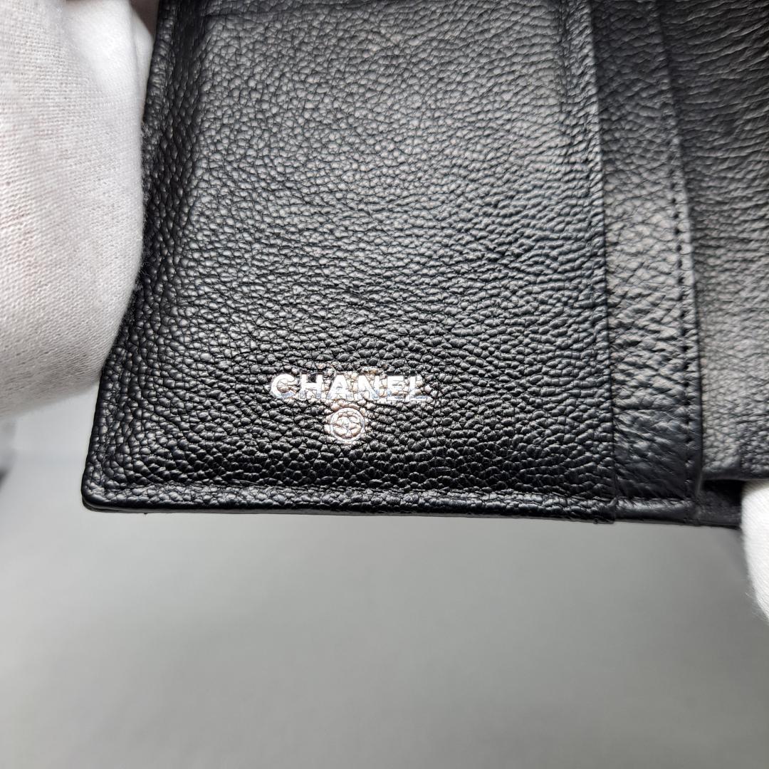 CHANEL　ワイルドステッチ　ブラック　三つ折り財布　長財布　財布