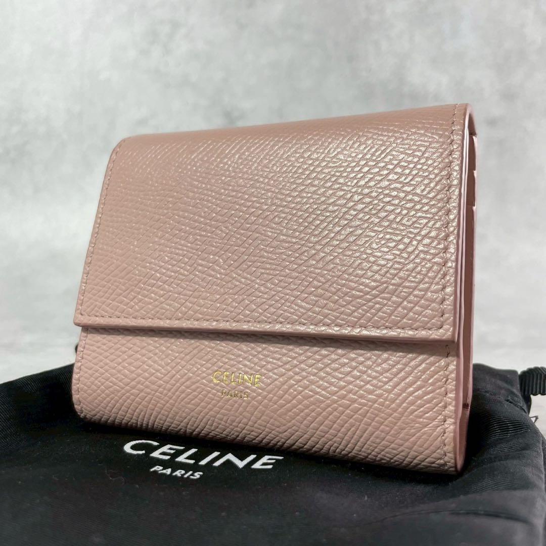 CELINE 現行 スモールトリフォールドウォレット セリーヌ ミニ財布 ピンク