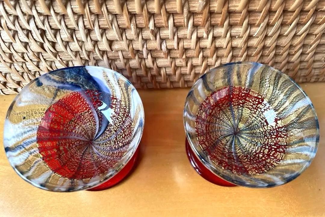 値下げ　希少ベネチアングラス　ワイン、日本酒　デカンタ+2グラス　セット　一点物