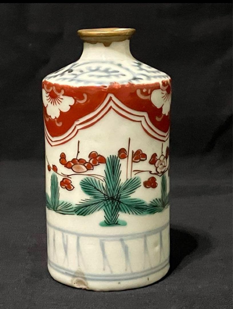 油壺　ろうそく形　油徳利　蛸唐草　有田　古伊万里