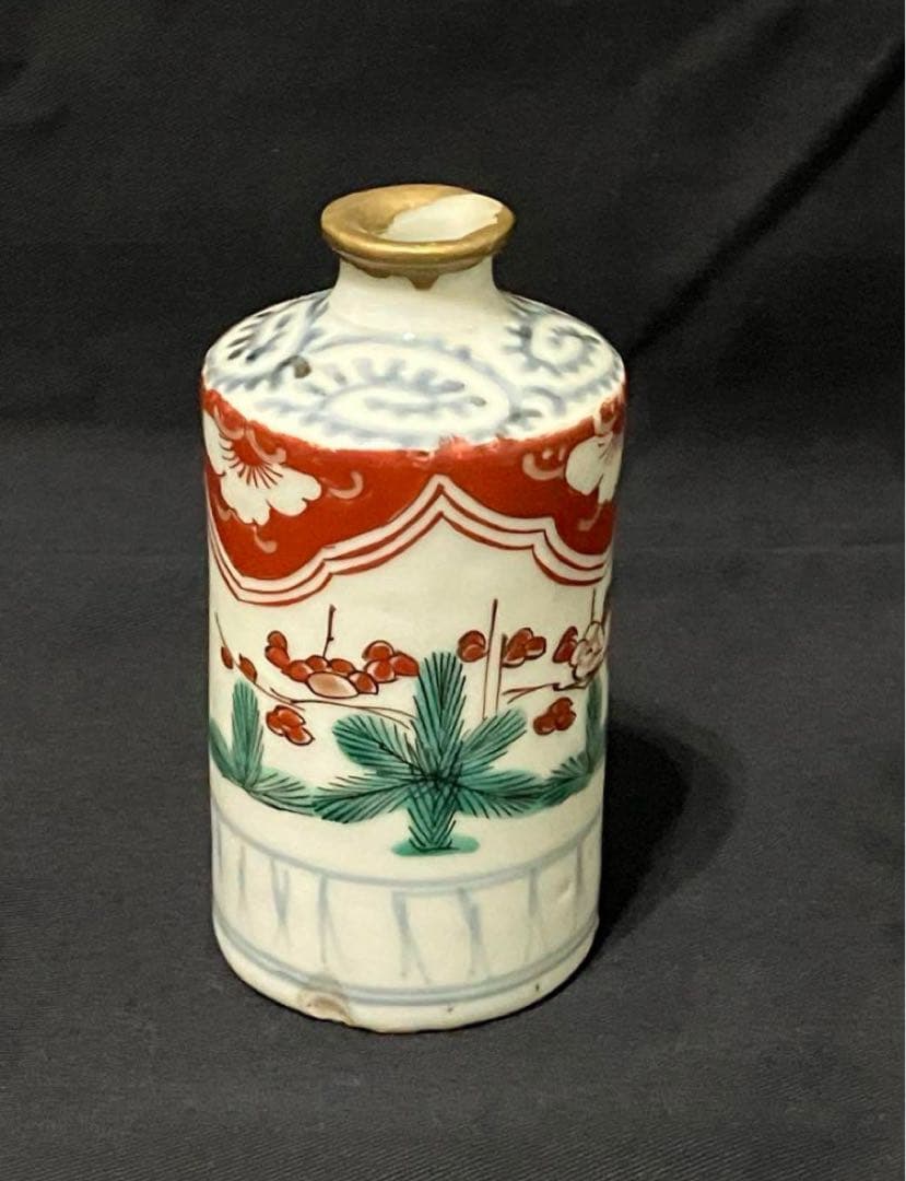 油壺　ろうそく形　油徳利　蛸唐草　有田　古伊万里