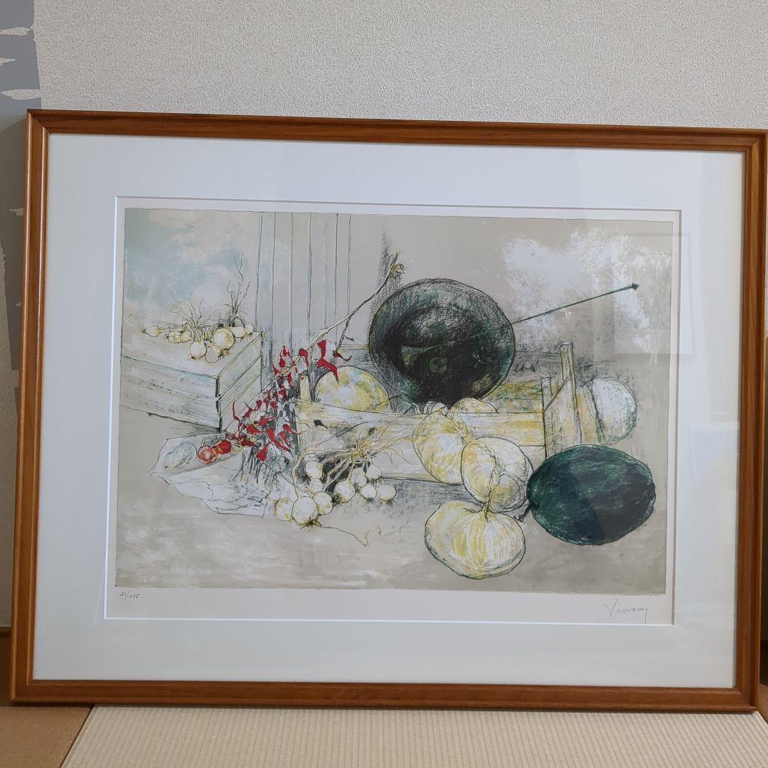 【真作保証】ジャン・ジャンセン「竿秤」リトグラフ 直筆サイン 額装 版画 絵画