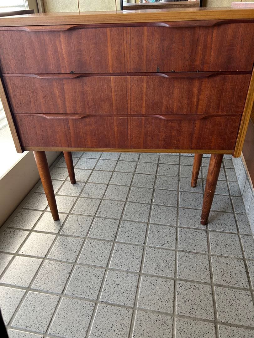 デンマークビンテージ木製キャビネット 3段 チーク材