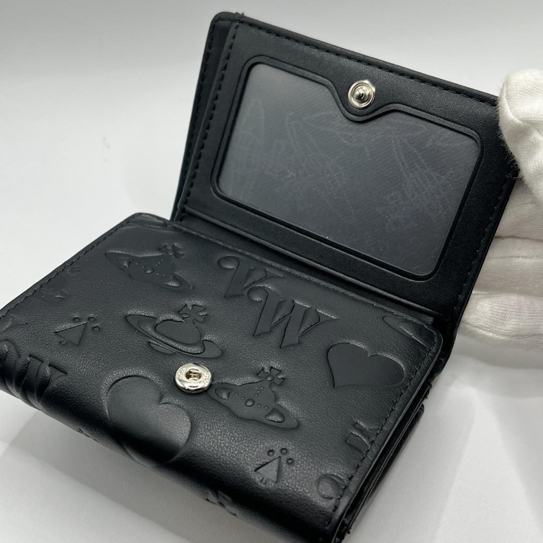Vivienne Westwood 特価 がま口 定番マット 折財布 黒 型押し