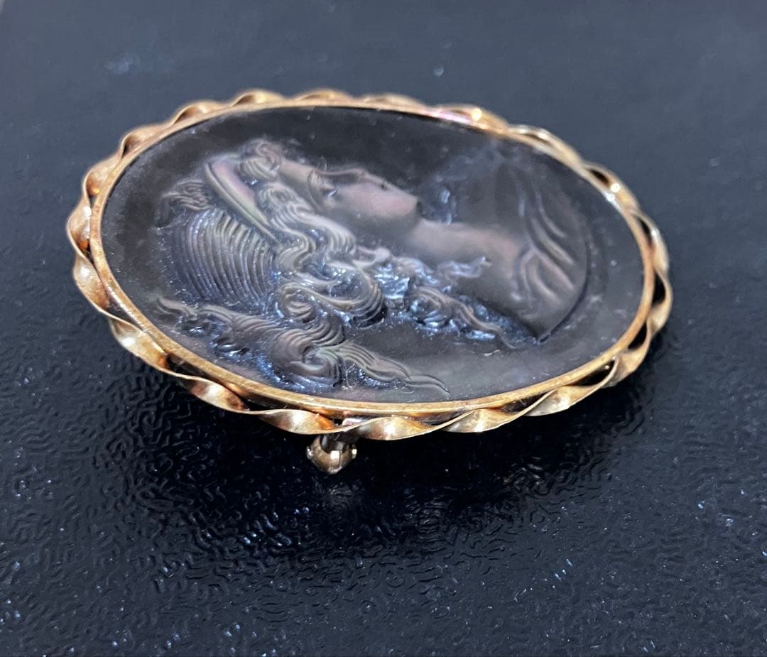 カメオK14　ブローチ　ネックレス　2way