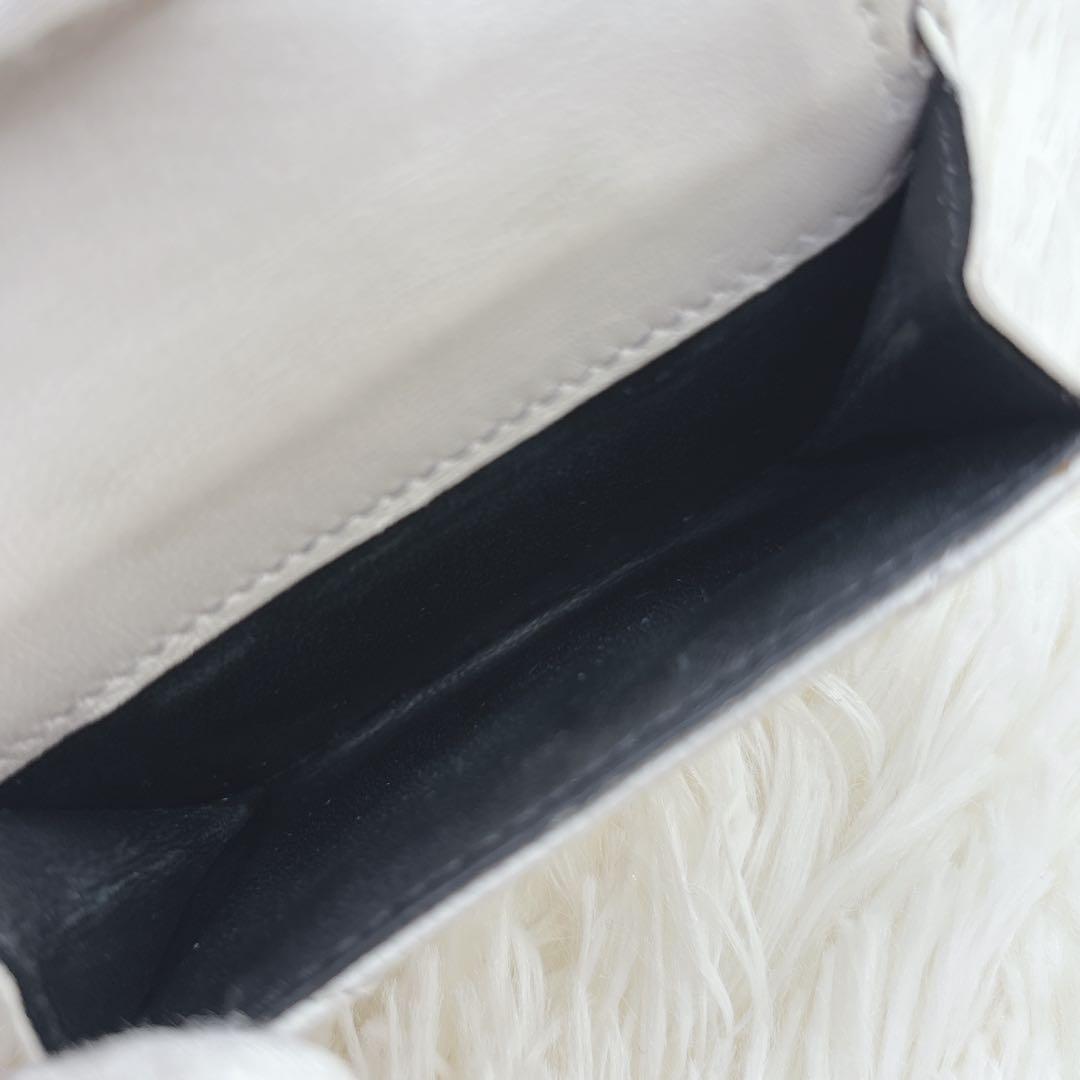 美品✨サンローラン 折り財布 キャビアスキン YSLロゴ レザー アイボリー