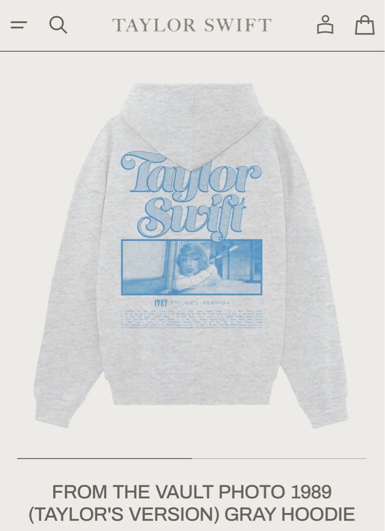 ミュージシャン Official Taylor Swift 1989TV Gray Hoodie