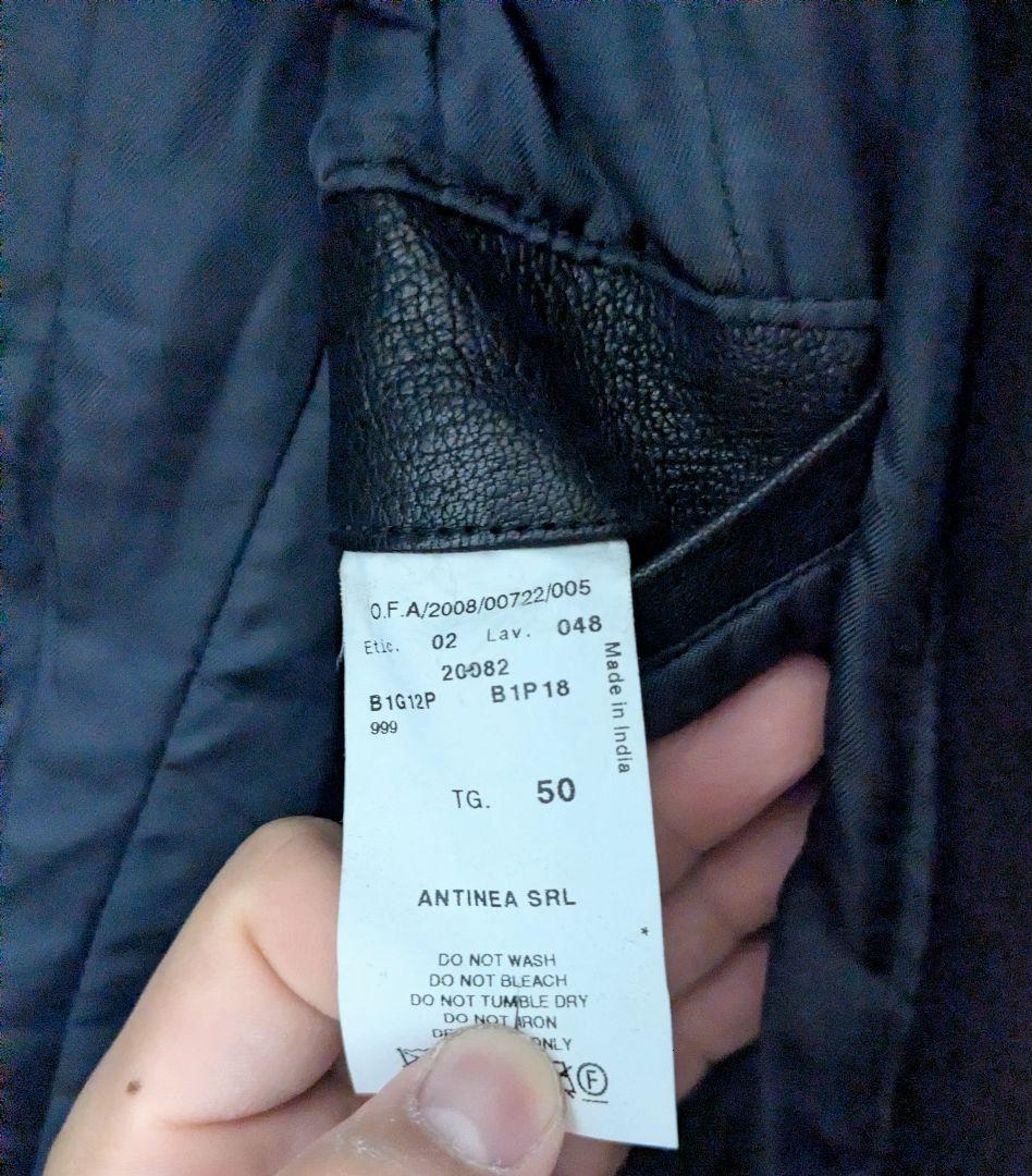 EMPORIO ARMANI ブラックレザー シングルライダースジャケット