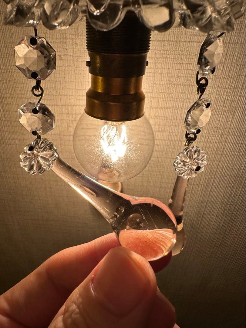 フランス アンティーク ピンクムラーノガラスの小さな可愛らしいミニシャンデリア＊