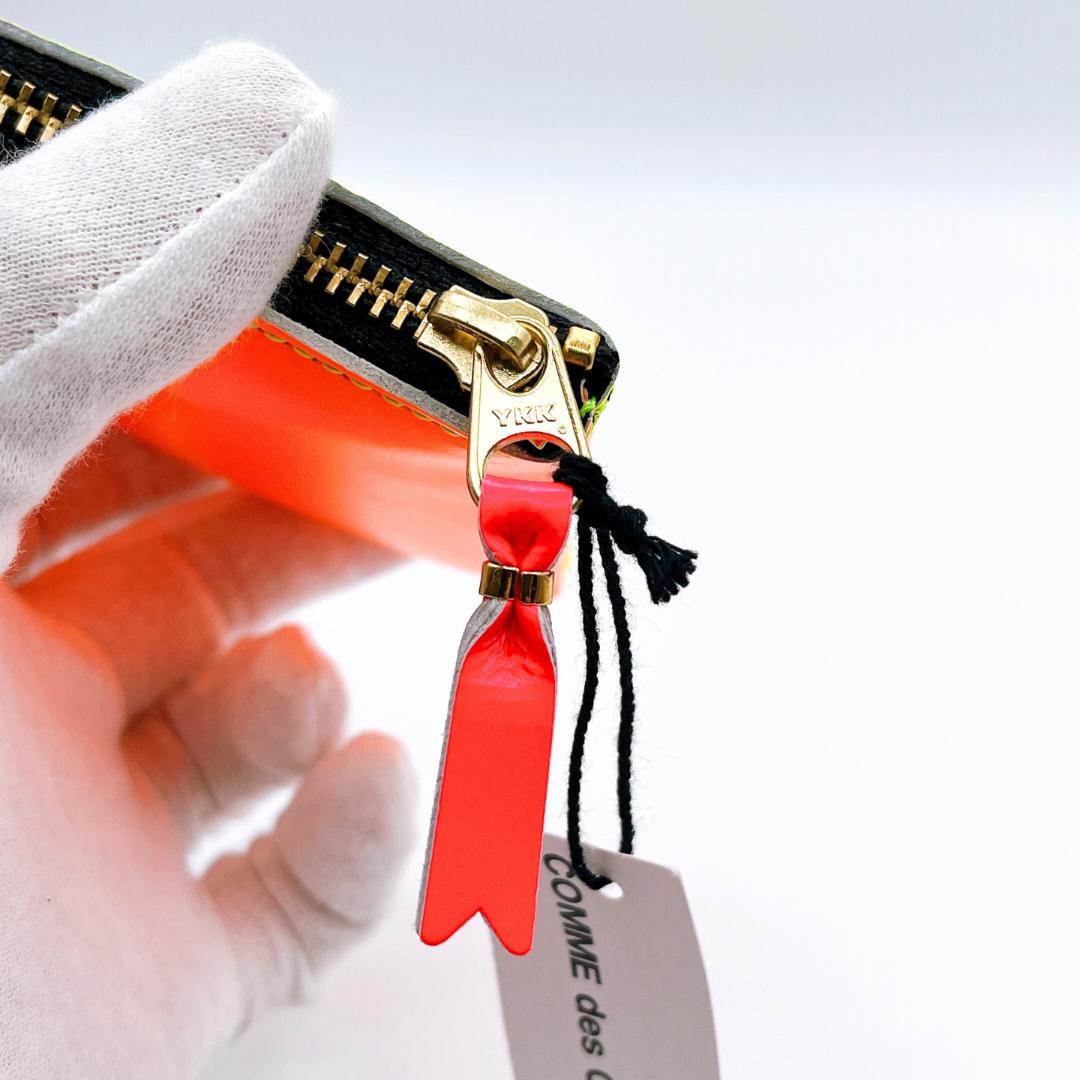 新品 コムデギャルソン レザー L字ファスナー ケース オレンジ イエロー