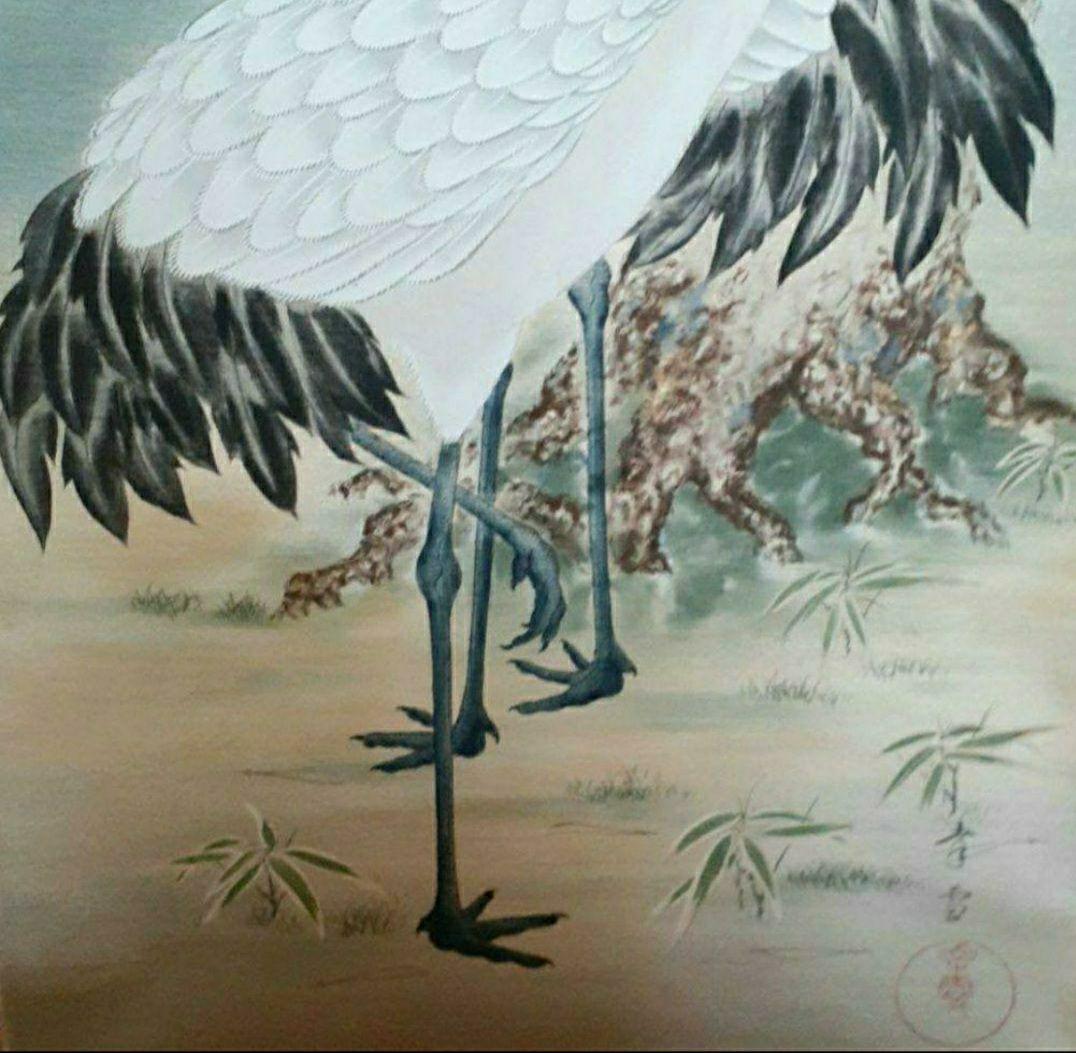 掛け軸/松竹梅鶴/二重箱/国井幸雪？