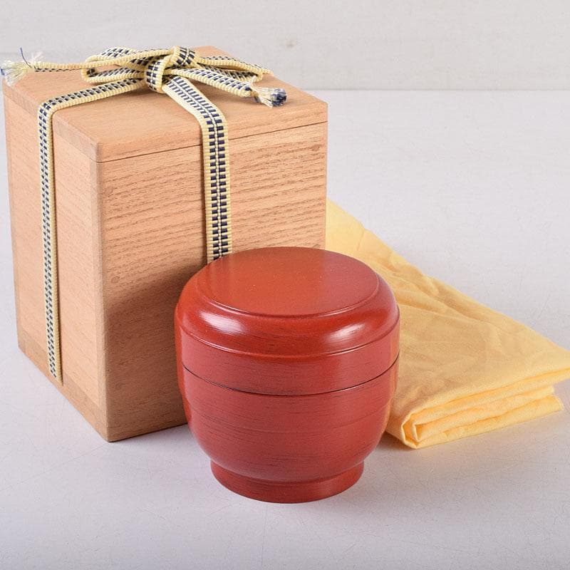 茶道具　根来塗　夏目有彦作　薬壷　書付　識箱　V　8510