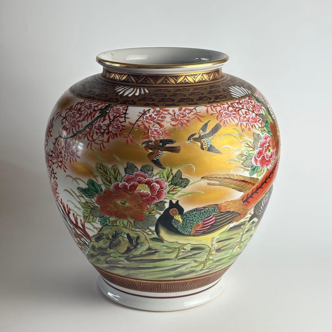 古美術品 九谷焼 大雅 花瓶 金彩 花入 花器