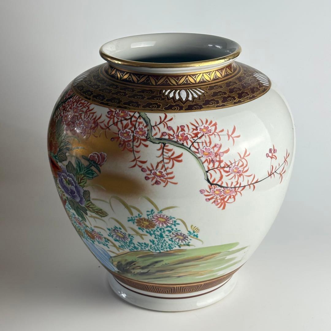 古美術品 九谷焼 大雅 花瓶 金彩 花入 花器