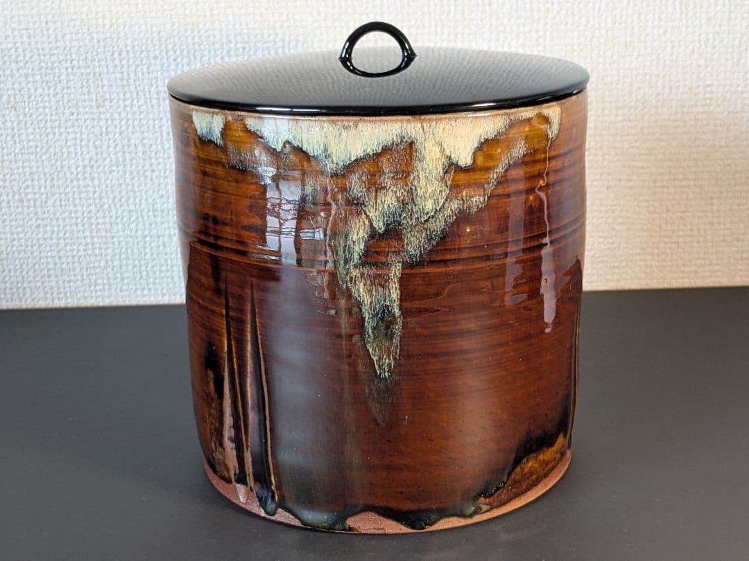 【別作】高取焼　十四代亀井味楽　高取耳付茶入　水指　セット