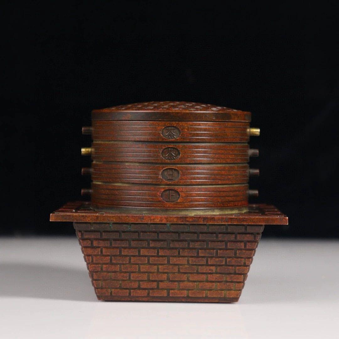 銅製 蘇工蒸蒸日上香炉 檀香沈香炉 竈台香薫炉 灰皿書斎 応接間 装飾工芸品置物