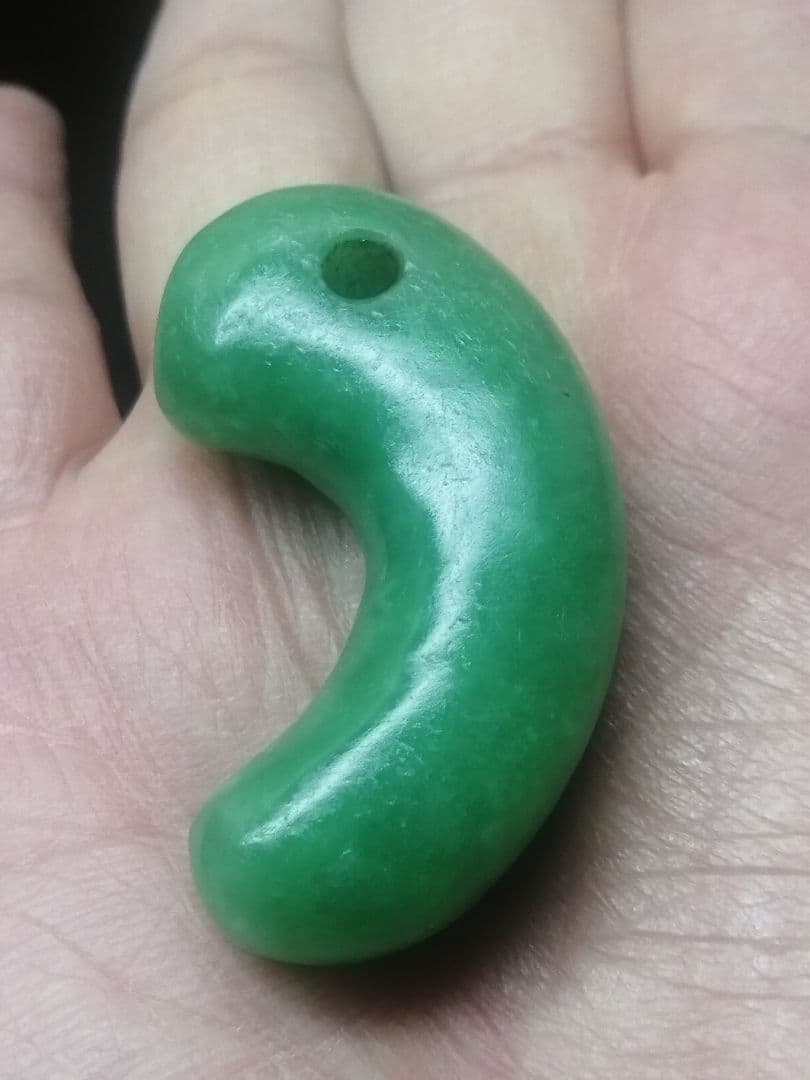 ★【Meron Cc】古墳期『糸魚川翡翠勾玉』出土品。4.8cm超琅玕翡翠