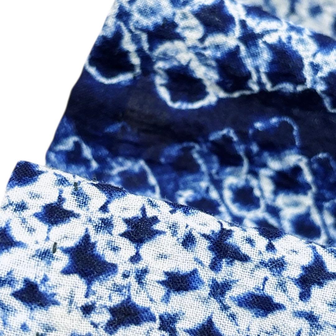 A84有松鳴海絞り 高級浴衣 花 綿　紺　美品　身丈165cm