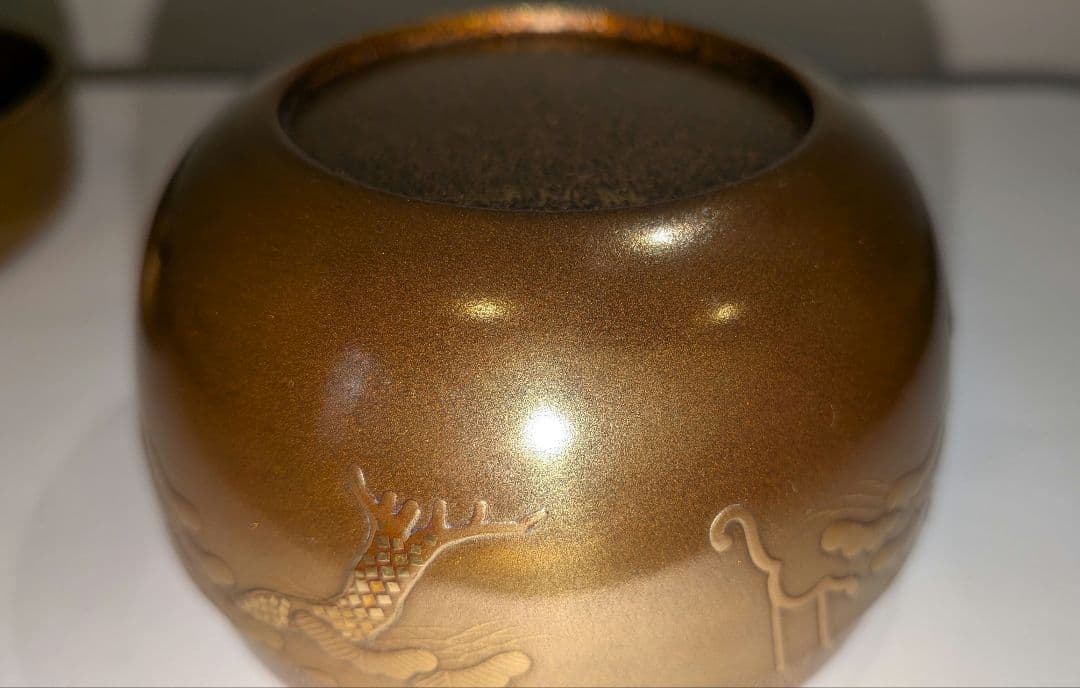 『金地御所車蒔絵　平棗』清水庄三　内金梨子　輪島塗　茶道具　表千家　共箱