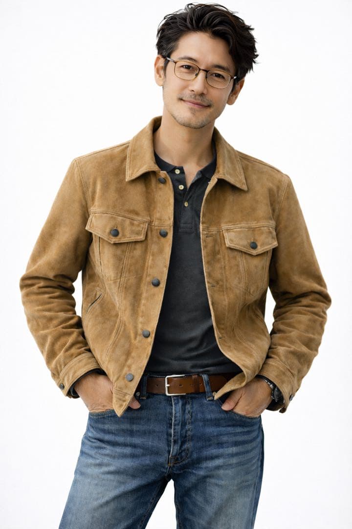 KIRIN FIRE スエード 牛革 レザー トラッカージャケット L相当