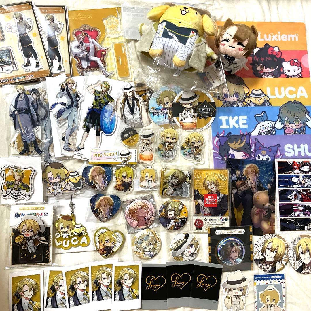 にじさんじENルカカネシロ グッズ47点まとめ売りアクスタ 缶バッジ ぬいぐるみ