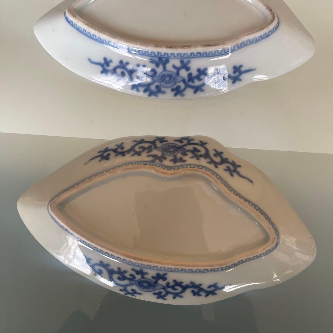 江戸時代　古伊万里　笠【頭に被る笠】型皿 2客