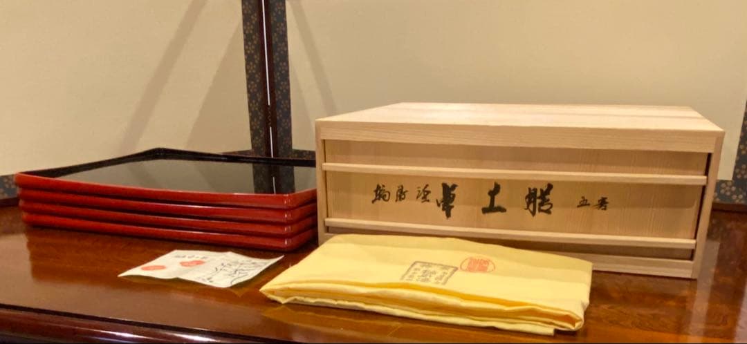 輪島塗　卓上膳　四客　龍作　天然木　共箱　M246