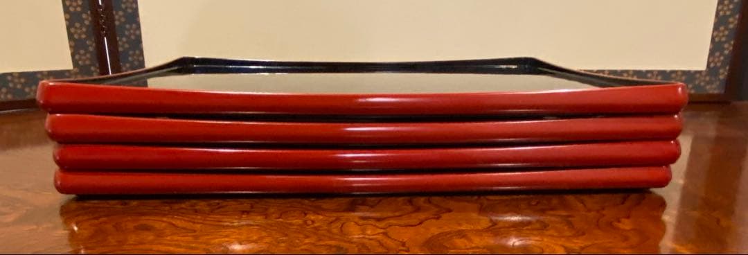 輪島塗　卓上膳　四客　龍作　天然木　共箱　M246