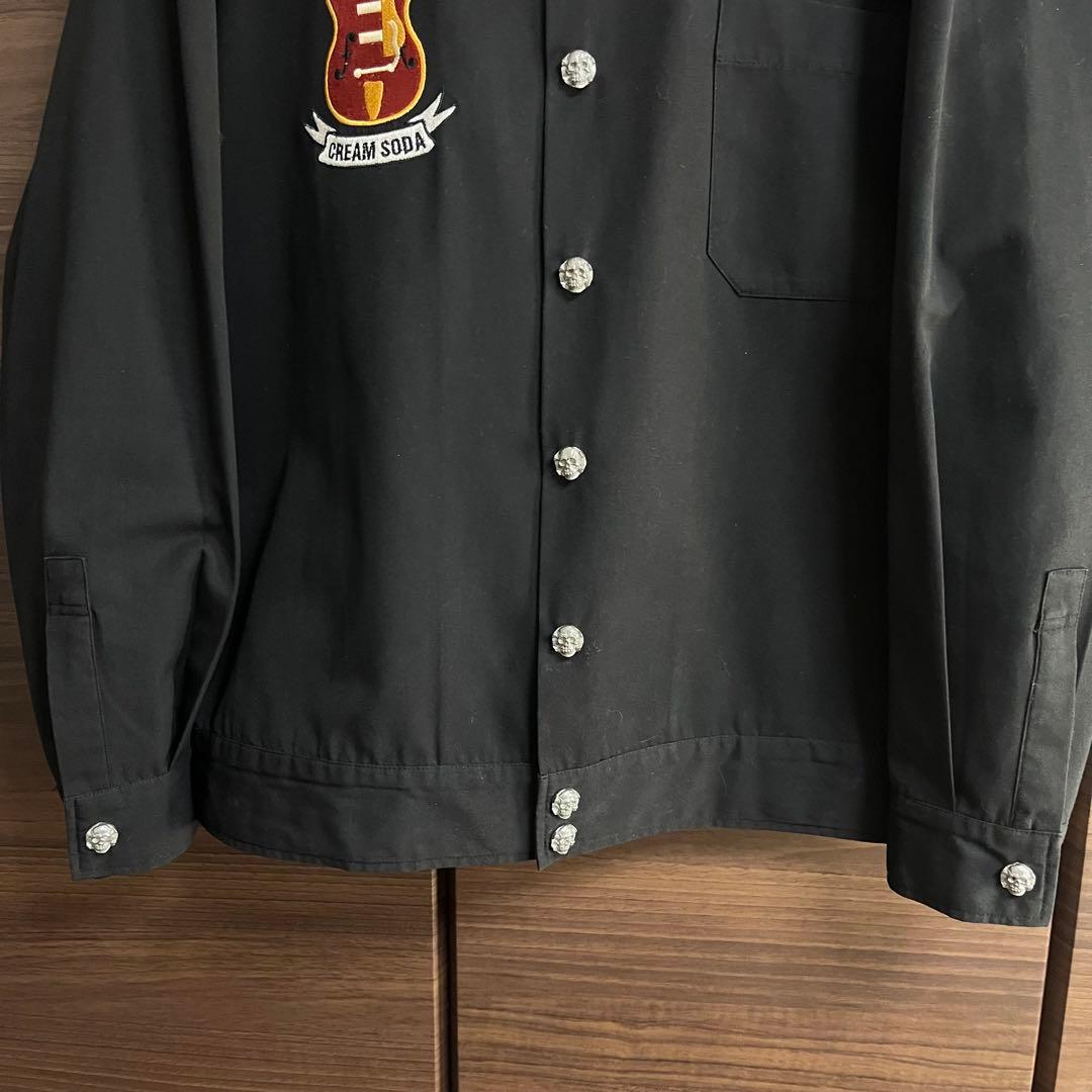 クリームソーダ ワークジャケット ボーリングシャツ L 黒ドクロボタン 35周年