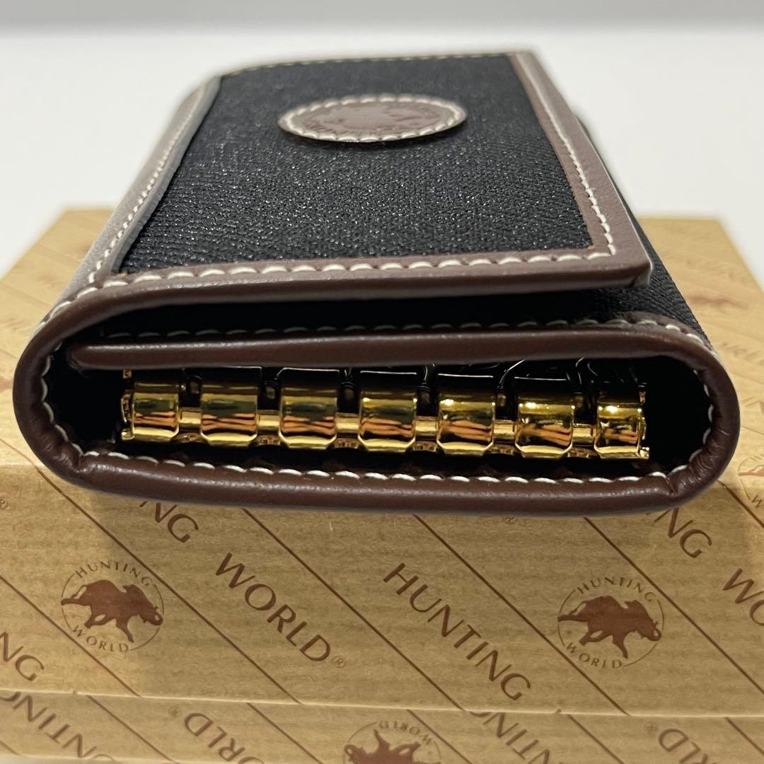 新品未使用【ハンティングワールド】6連キーケース ブラックサファリ