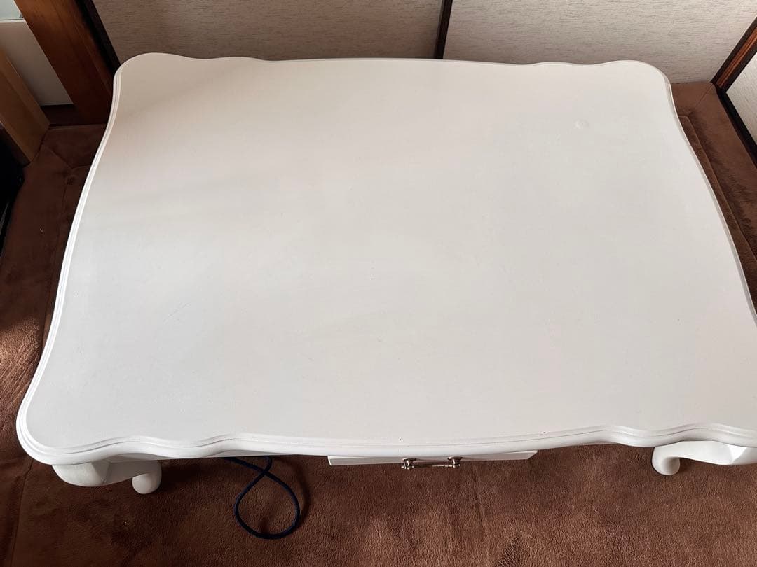 ホワイト電気こたつ 引き出し付き