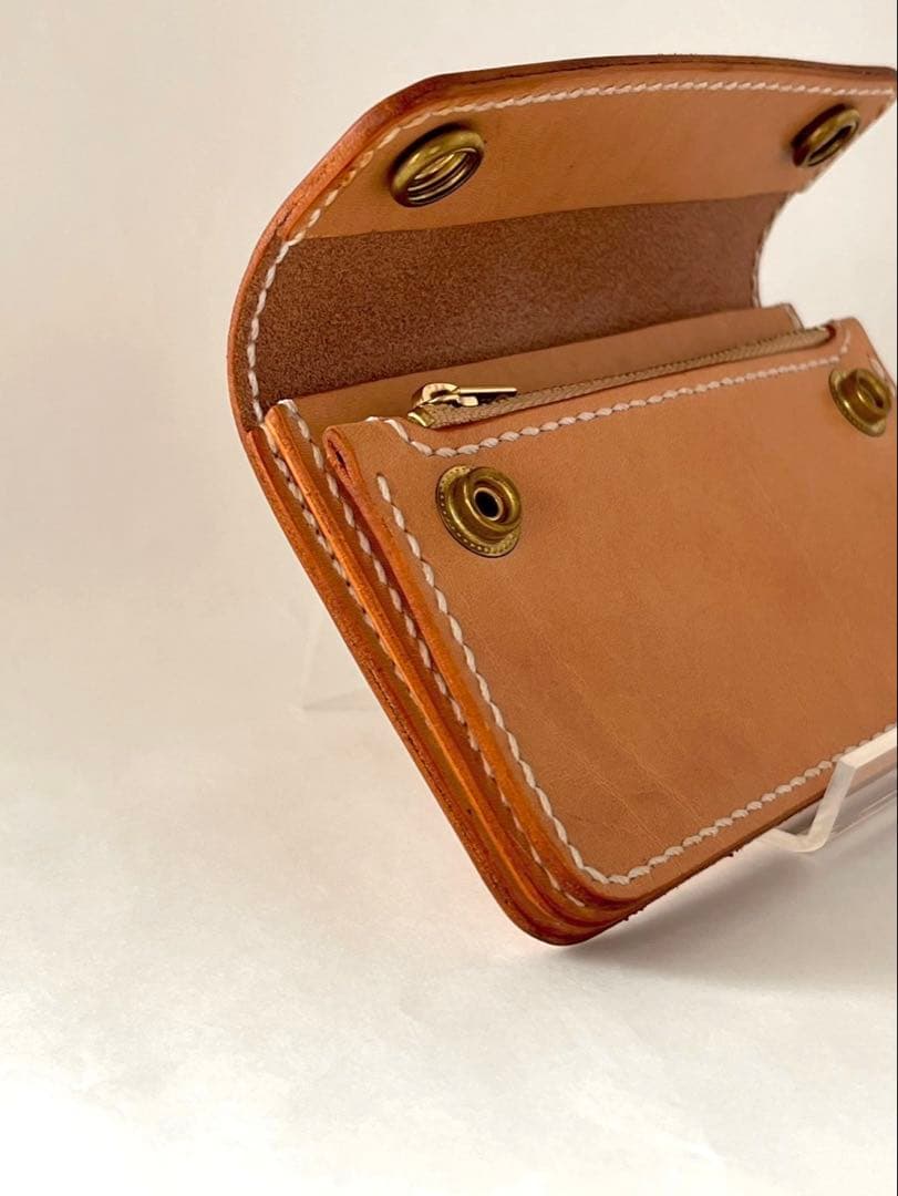 ミドルトラッカーウォレット｜三層タイプ｜本革（牛革）ヌメ革 ×手縫い ×真鍮金具