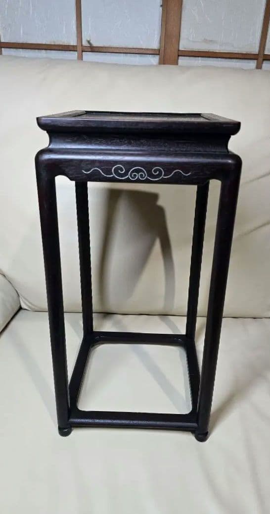 時代物 唐物 唐木 銀象嵌唐草付 花台　紫檀 華道具　飾り棚　茶道具　骨董品