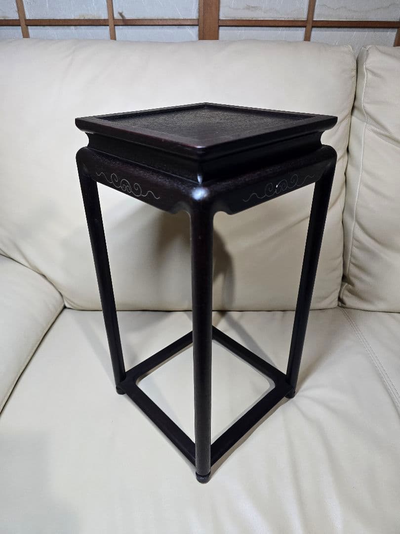 時代物 唐物 唐木 銀象嵌唐草付 花台　紫檀 華道具　飾り棚　茶道具　骨董品