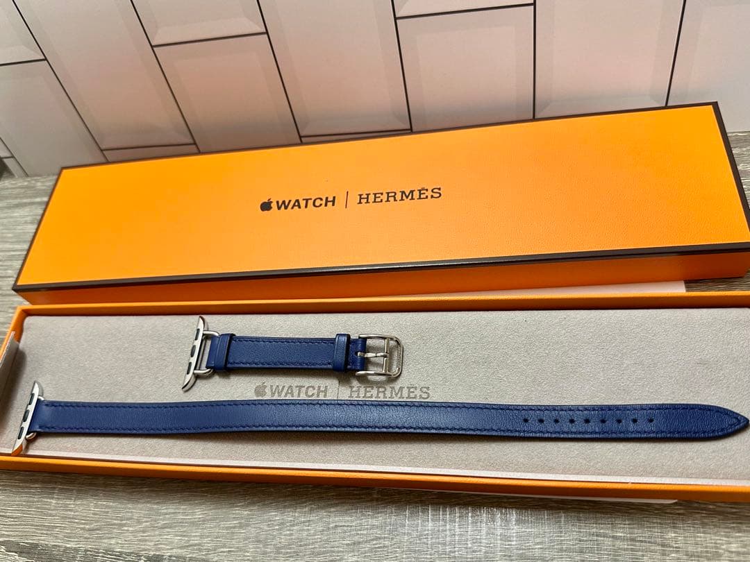 Hermes ブルー・サフィールアトラージュ・ドゥブルトゥールレザーストラップ