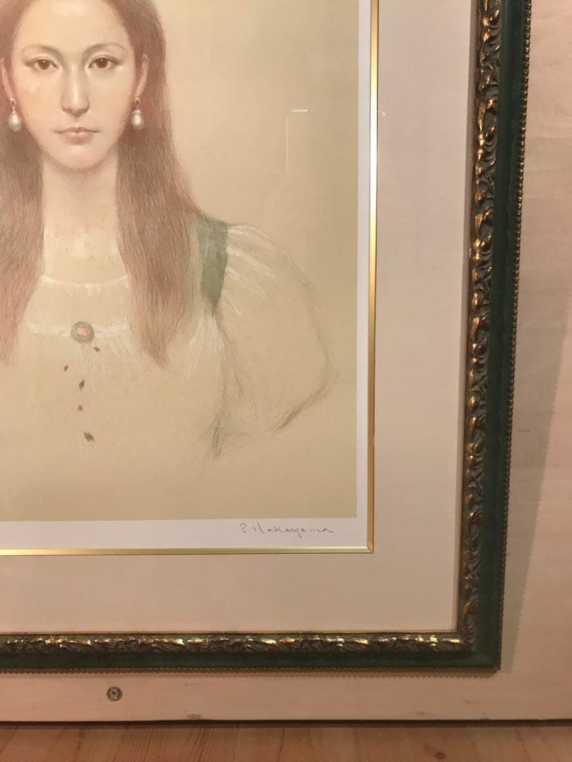 中山忠彦　「真珠の耳飾り」　リトグラフ　直筆サイン・エディション有り