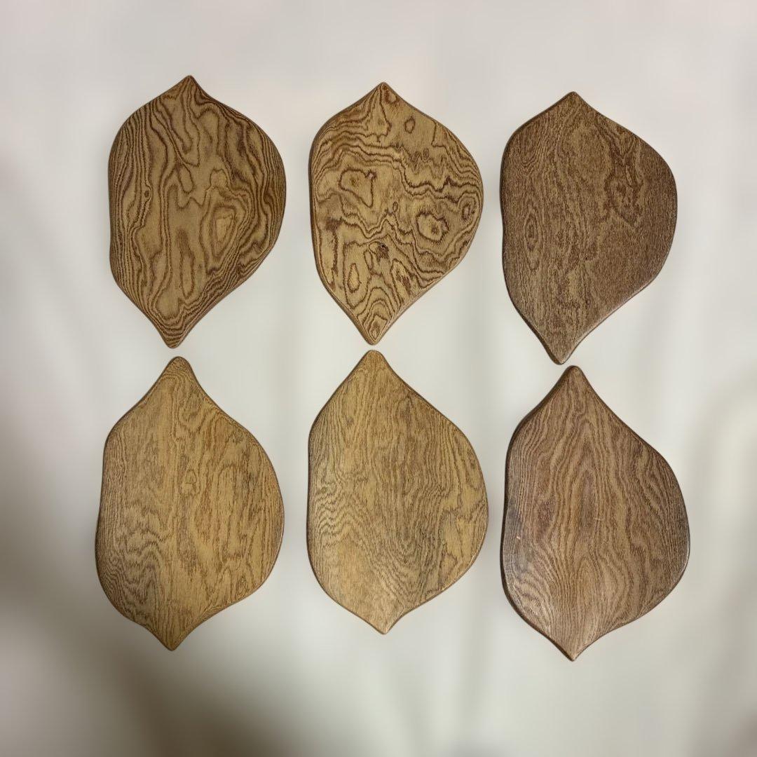 欅　樹皮葉型　銘々皿　6枚セット