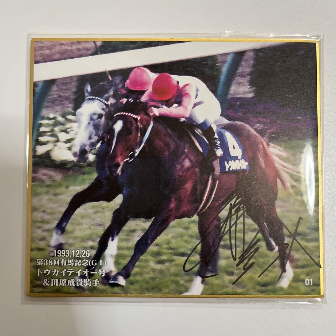 トウカイテイオー&田原成貴　直筆サインmini色紙　有馬記念優勝馬