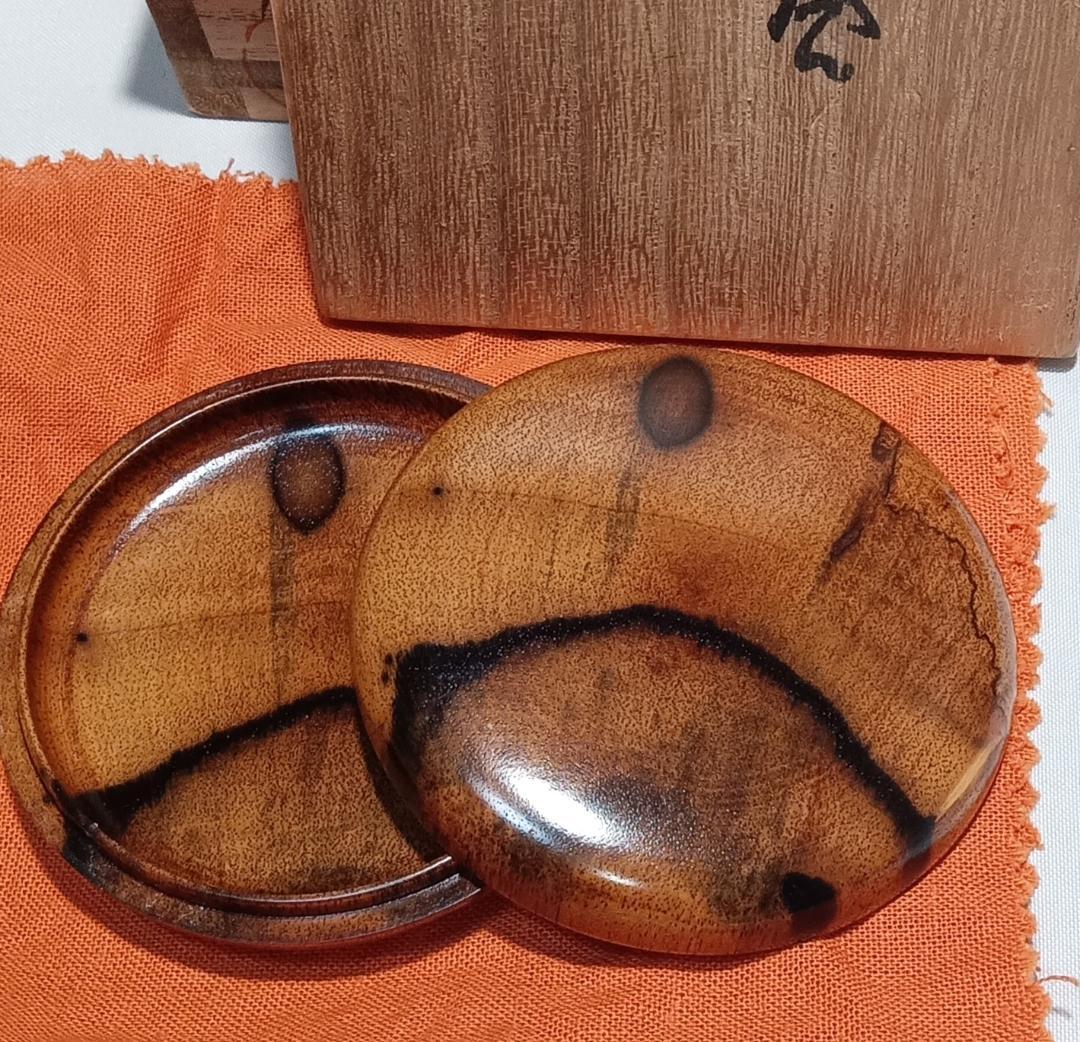 茶道具　木地師小谷宗隆作　摺漆塗黒柿丸香合　超美品！！