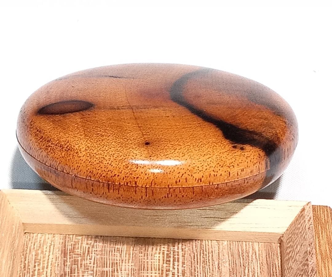 茶道具　木地師小谷宗隆作　摺漆塗黒柿丸香合　超美品！！