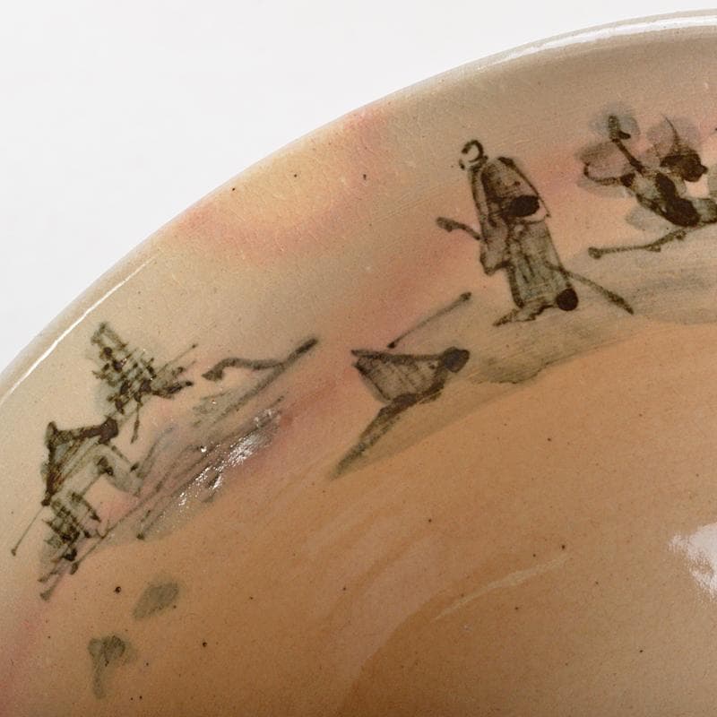 茶道具　京焼　寺尾陶象作　乾山　山水人物文　茶碗　共布共箱　C　R5944