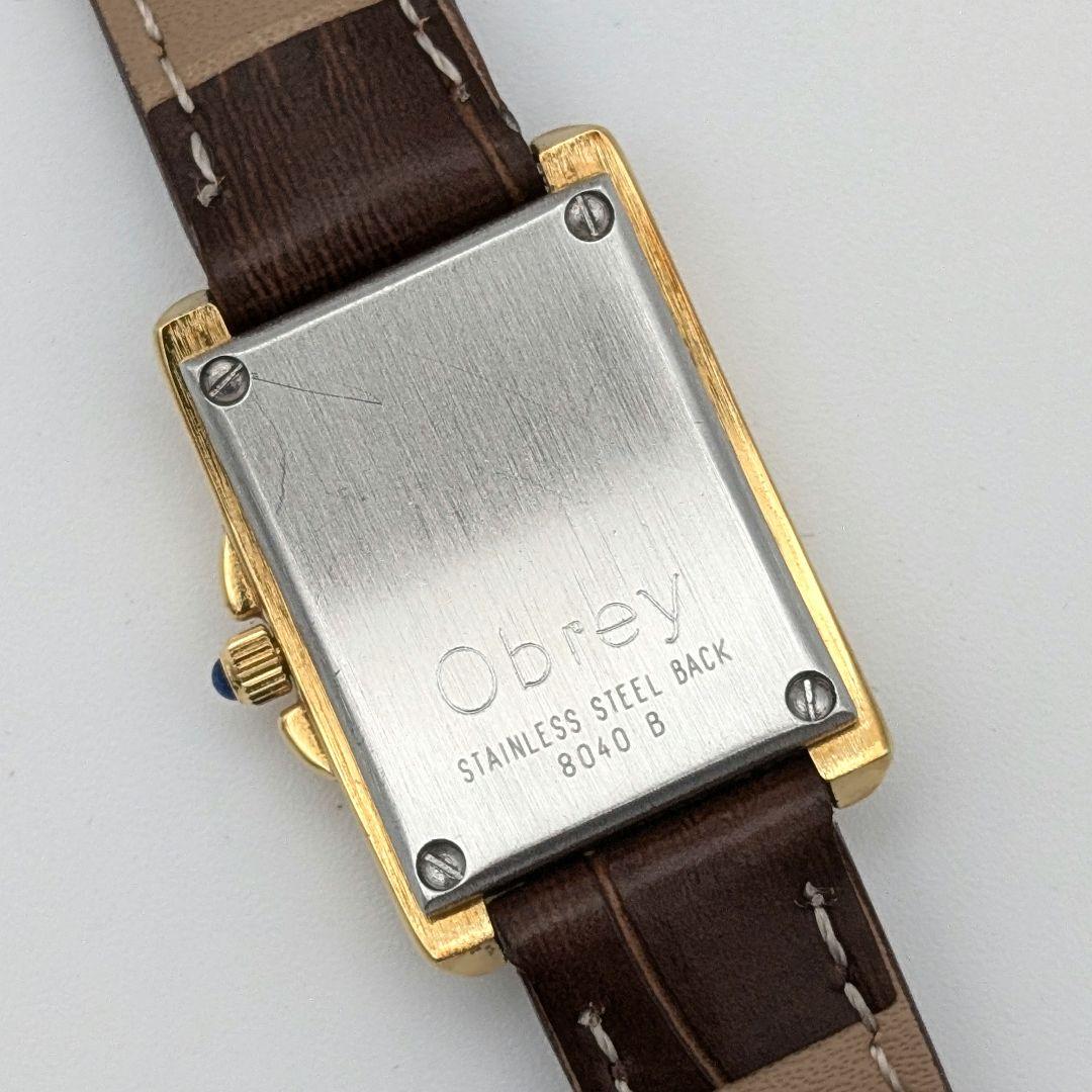 【新品電池】Obrey オブレイレディース タンク時計 レザー ベルト ゴールド