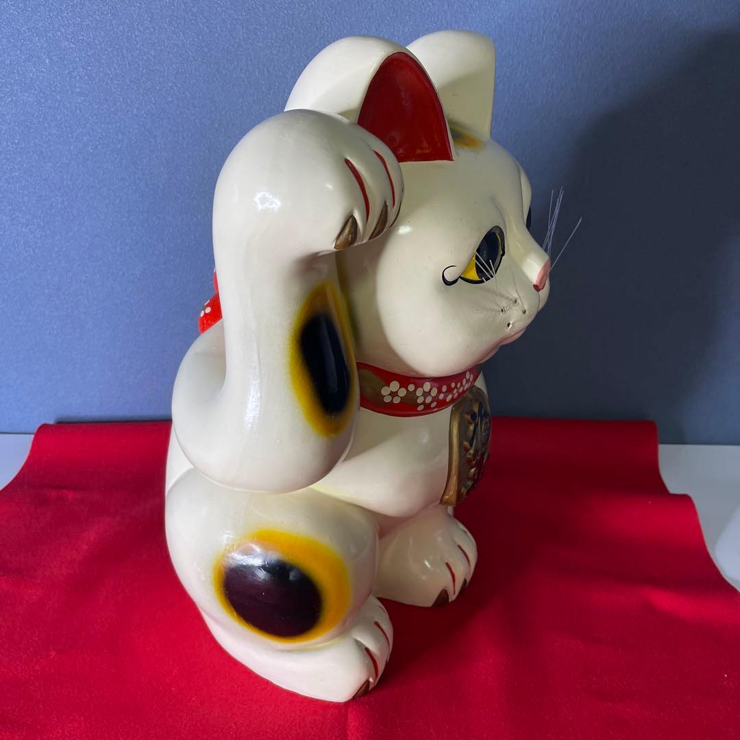 【　年代物　】特大　常滑焼　招き猫　右手招き　金運　昭和　レトロ